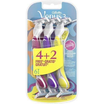 Gillette Venus Disposable Women'S Razor With 3-Blade System 6 Razor Blades - Pack Of 6
