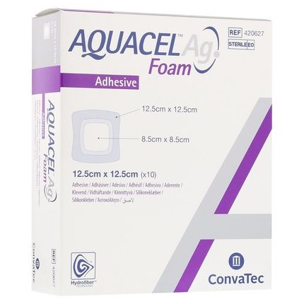 Convatec 3824851 Aquacel Ag Foam Adhesive 12" Width 12" Length - Pack Of 10