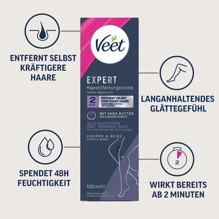 Veet Expert Hair Removal Cream For Body & Legs - Suitable For All Skin Types, Including Sensitive Skin - 100Ml