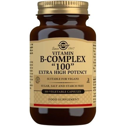 Solgar Vitamin B-Complex 100 Extra High Potency Vegetable Capsules Supports Mental Performance And Reduces Fatigue 100 Count