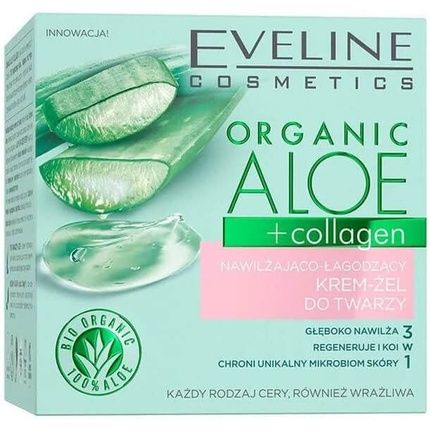 Eveline Cosmetics Organic Aloe + Collagen Moisturizing And Soothing Face Cream Gel 50Ml