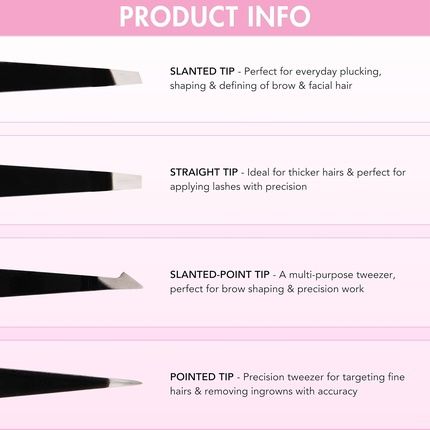 Brushworks Hd 4 Piece Combination Tweezer Set - Black - Image 3