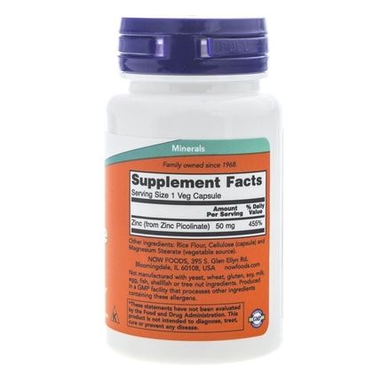 Now Foods Zinc Picolinate 50Mg 60 Capsules