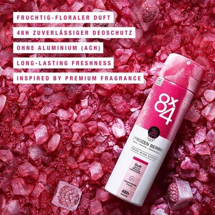 8X4 Frozen Berry Deodorant Spray With Fruity Floral Scent 48H Protection For All Skin Types 150Ml