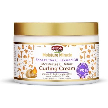 African Pride Moisture Miracle Shea Butter & Flaxseed Oil Curling Cream 12 Oz