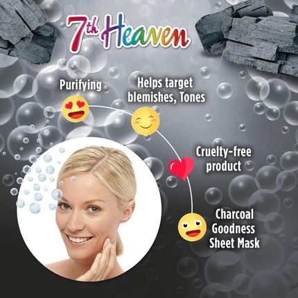7Th Heaven Charcoal Detox Bubble Sheet Face Mask With Purifying Charcoal For A Brighter Complexion - Image 3