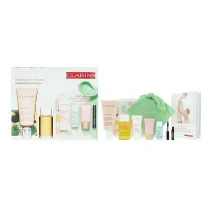 Clarins Beautiful Beginnings Maternity 5 Piece Gift Set - Body Oil 100Ml, Body Scrub 30Ml, Day Cream 15Ml, Legs Emulsion 30Ml, Mascara 3Ml