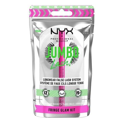 Nyx Professional Makeup Jumbo Lash Vegan False Eyelashes Kit With 2-In-1 Eyeliner Adhesive Fringe Glam Kit Up To 12Hr Wear Reusable Fake Lashes