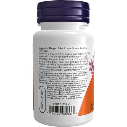 Now Melatonin 3Mg Free Radical Scavenger For Healthy Sleep Cycle 60 Veg Capsules - Image 3