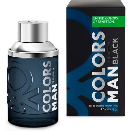 Benetton Black From United Colors Eau De Toilette For Men Long Lasting Casual And Modern Fragrance Amber Woody Lavender And Vetiver Notes Ideal For Day Wear 60Ml