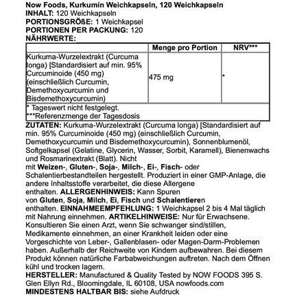 Now Foods Curcumin Turmeric Root Extract 120 Softgels