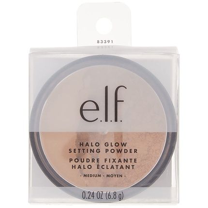 E.L.F Halo Glow Setting Powder Silky Weightless Blurring Powder For Soft Focus Effect Medium 6.8G