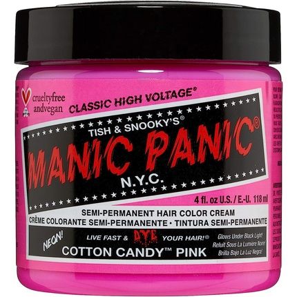 Manic Panic Cotton Candy Classic Creme Vegan Cruelty Free Semi-Permanent Hair Colour 118Ml 0.59 Ml