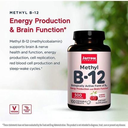 Jarrow Formulas Methyl B-12 500Mcg Cherry Chewable Tablets - Image 3