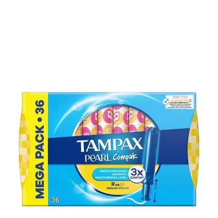 Tampax Pearl Compak Regular Tampons With Applicator 36 Units