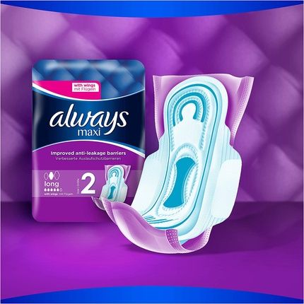 فوط صحية ماكسي طويلة بالأجنحة من أولويز 12 قطعة - حشوة أساسية فائقة الامتصاص وحماية محسنة من التسرب لراحة آمنة