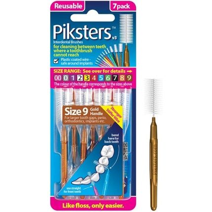 Piksters Cleaning Between Teeth Size 9 Brown 7 Brushes - Pack Of 7