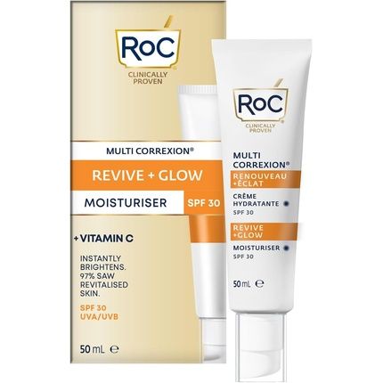 Roc Multi Correxion Revive + Glow Moisturiser Spf 30 With Vitamin C For Hydration And Sun Protection
