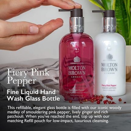 Molton Brown Fiery Pink Pepper Fine Liquid Hand Wash Glass Bottle - Image 3