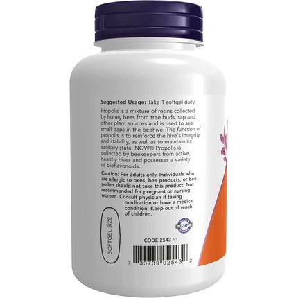 Now Supplements Propolis 2000 Bee Propolis 5:1 Extract Natural Bee Product 90 Softgels - Image 3
