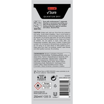 Sure Cotton Dry 48H Protection Anti-Perspirant Aerosol Deodorant 250Ml