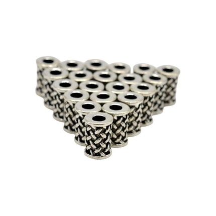 Dreamfix Large Hole Tibetan Style Silver Hair Beads - 12 Pieces