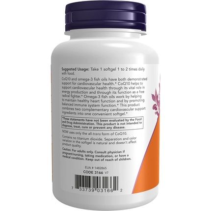 Now Foods Coenzyme Q10 60Mg + Omega 3 120 Capsules - Image 3
