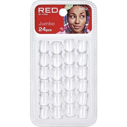 Red By Kiss 24 Pieces Jumbo Colorful Hair Beads For Braids And Bracelets