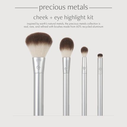 Ecotools Precious Metals Cheek & Eye Highlight Makeup Brush Kit - 4 Piece Set - Image 3