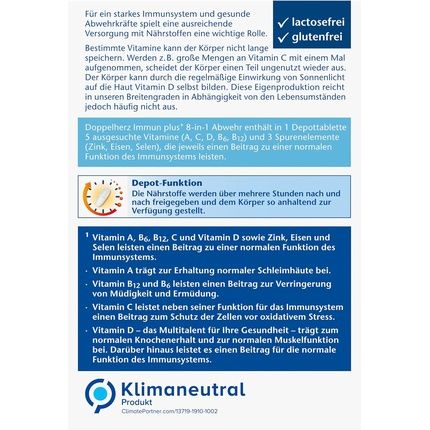 Doppelherz Immun Plus Echinacea 8-In-1 Defense With Vitamin C, Vitamin D, And Zinc For Immune System Support 20 Depot Tablets