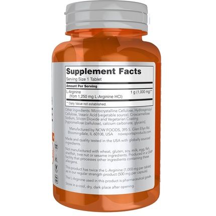 Now Foods L-Arginine Double Strength 1000Mg Nitric Oxide