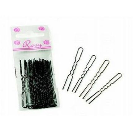Rosy Invisible Black Wavy Hair Pins 6Cm