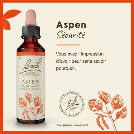 Bach Original Flowers Aspen No 2 For Added Safety Natural Floral Elixir For Emotional Well-Being Dropper 20Ml