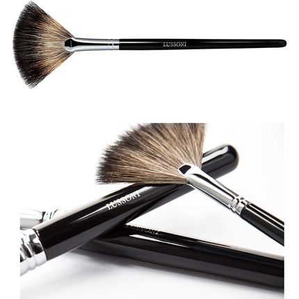 T4B Lussoni Pro 600 Professional Makeup Brush Natural Bristle Fan Brush For Blush And Highlighter - Black - Image 3