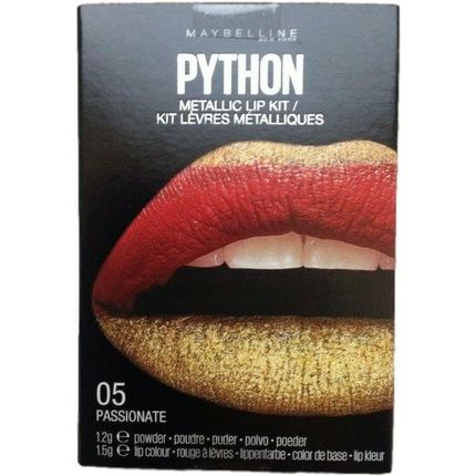 Maybelline New York Lipstick Python Metallic Lip Kit 05 Passionate Red Gold