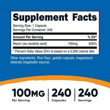 Nutricost Vitamin B3 Niacin 100 Mg 240 Capsules