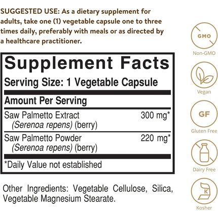 Solgar Saw Palmetto Berries 100 Vegetable Capsules - Men'S Health - Full Potency - Non-Gmo Vegan Gluten Free Dairy Free Kosher