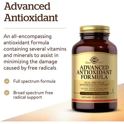 Solgar Advanced Antioxidant Formula 120 Vegetable Caps - Full Spectrum Antioxidant Support - Contains Zinc, Vitamin C, E & A - Immune System Support - Vegan, Gluten Free, Dairy Free - Image 3