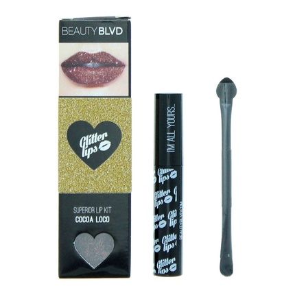 Beauty Blvd Glitter Lips Cocoa Loco Set Gloss Bond 35Ml With Glitter 3G And Lip Brush