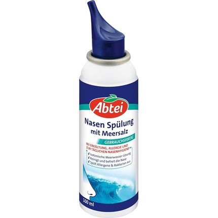 غسول الأنف من أبتي مع ملح البحر، بخاخ الأنف متساوي التوتر مع مياه البحر للبرد والحساسية ونظافة الأنف اليومية، 100 مل