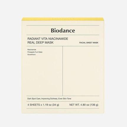 Biodance Radiant Vita Niacinamide Real Deep Mask 1 Box 34G X 4 Pieces