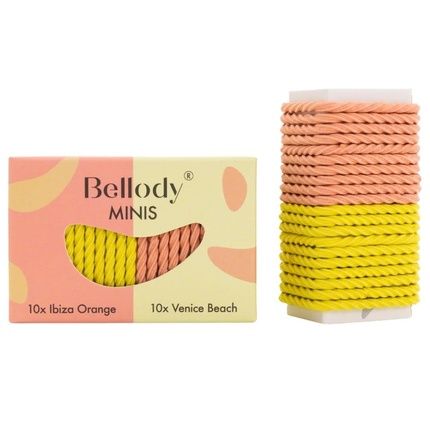 Bellody Minis Small Hair Ties For Stylish Braids And Small Braids 20 Pieces Orange/Yellow