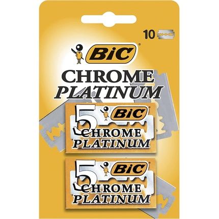 Bic Chrome Platinum Double Edge Safety Razor Disposable Single Blades Stainless Steel 10 Count