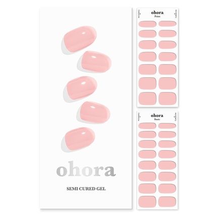 Ohora Semi Cured Gel Nail Strips N Tint Baby - Works With Any Nail Lamps Salon-Quality Long Lasting Easy To Apply & Remove - Includes 2 Prep Pads Nail File & Wooden Stick