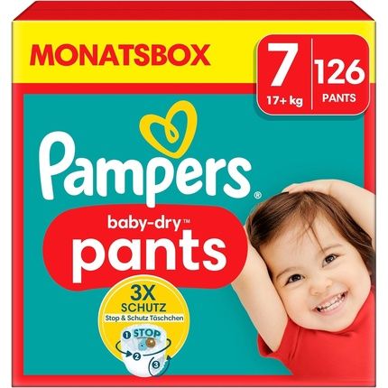 Pampers Baby-Dry Diapers Pants Size 7 (17Kg+) Extra Large With Stop And Protect Pockets
