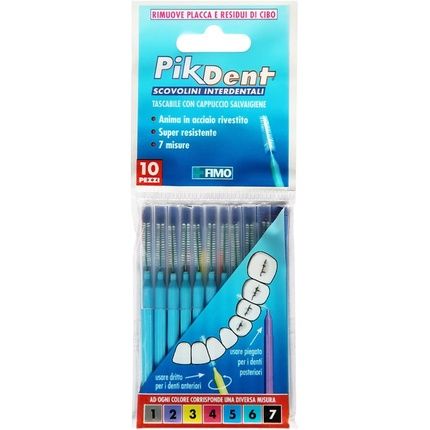 Pikdent Interdental Brushes Coated Steel Core And Tynex Bristles Size 5 Semiconic Blue 0.8Mm