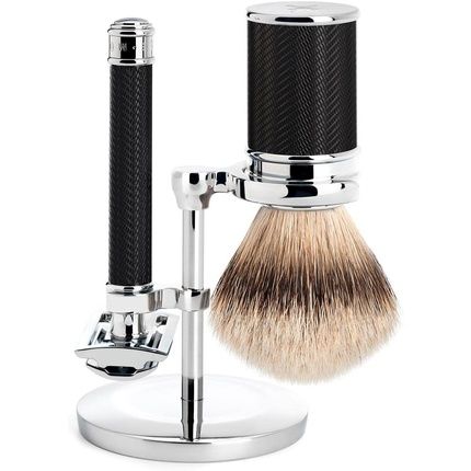 Muhle 3-Piece Traditional Silvertip Badger Shaving Set Black
