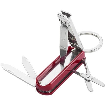 Zwilling Multi-Tool Manicure Keychain With Stainless Steel Nail Scissors, Clippers, And File In Travel Size Red 60Mm
