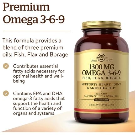 Solgar Omega 3-6-9 Softgels 120 Softgels - Blend Of Premium Fish, Flax And Borage Oils - Specially Formulated Ratio - Molecularly Distilled To Remove Mercury, Pcbs And Heavy Metal Contaminants - Image 3