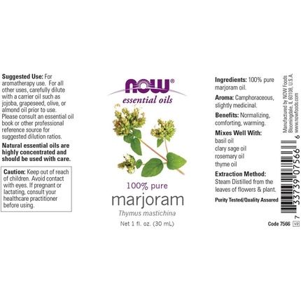 Now Foods 100% Pure Marjoram Oil 1 Fl Oz 30Ml